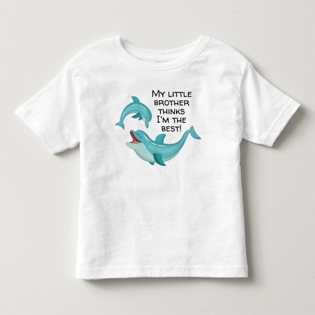 Glad delfin Min lillebror tycker jag är bäst T Shirt (Framsida)