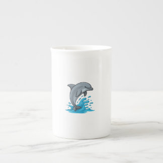 Glad Delfin Stänk - Specialmugg Benporslin Mugg