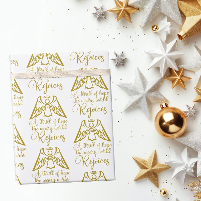 Gläd dig Ängel Elegant Guld Religiös Jul Presentpapper (Skapare uppladdad)