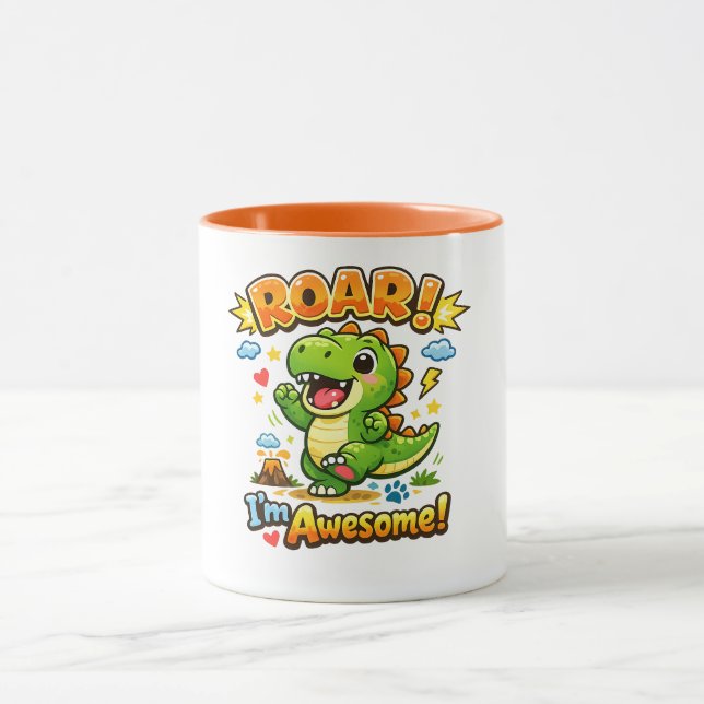 Glad dinosaur – barnmugg mugg (Center)