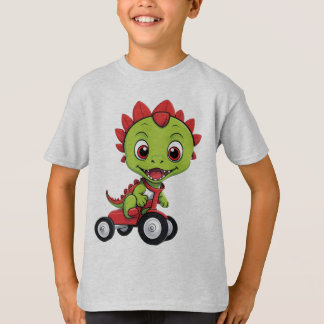 glad dinosaur på liten trehjuling t shirt
