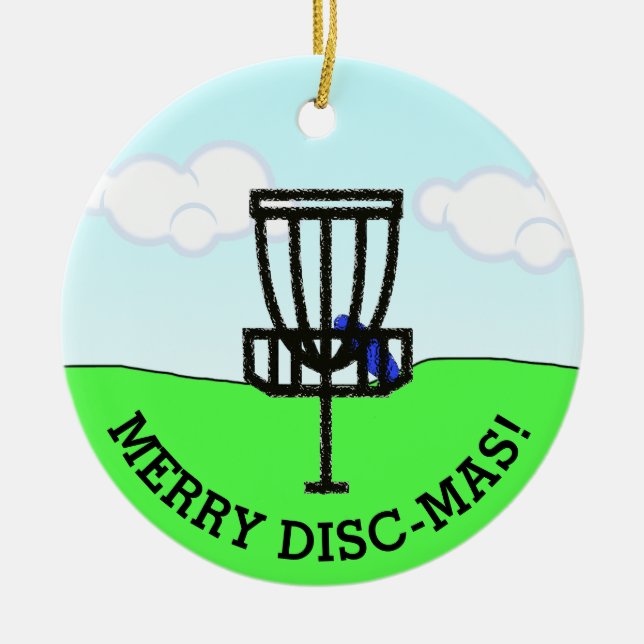 Glad Disc-Mas Rolig Discgolf Jul Julgransprydnad Keramik (Framsidan)