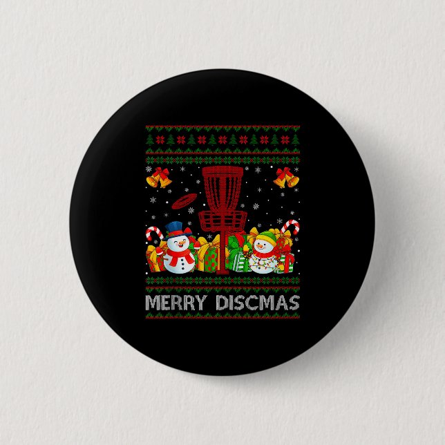 Glad Discmas ful jultröja Rolig Disc Golf C Knapp (Framsida)