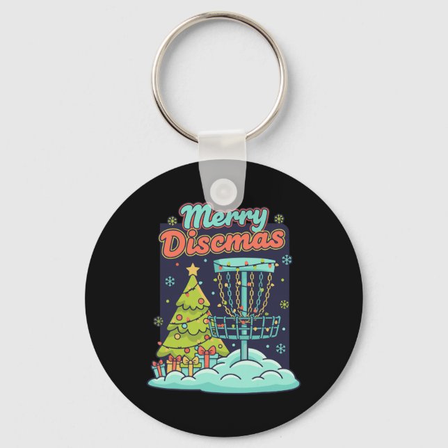 Glad Discsmas Rolig Discgolf Flygande Disc Korg  Nyckelring (Framsida)