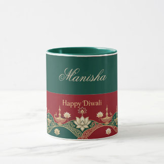 Glad Diwali Antik Juvelton Smaragdgrön Söt Mugg