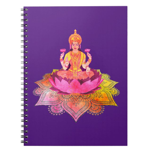 Glad Diwali - Deepalavi Lakshmi Gudinna 4 Anteckningsbok (Framsidan)