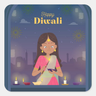Glad Diwali Fyrkantig dekal Fyrkantigt Klistermärke