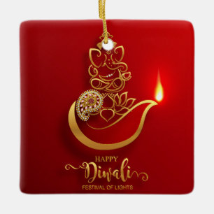 Glad Diwali Julgransprydnad Keramik