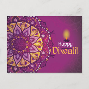 Glad Diwali lila prydnads rangoli Vykort