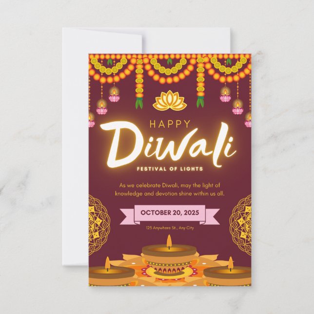 Glad Diwali, ljusets festival Tack Kort (Framsida)