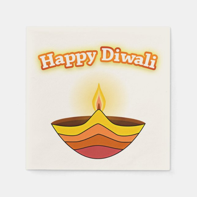 Glad Diwali och Diya-lampa Pappersservett (Framsidan)