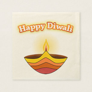 Glad Diwali och Diya-lampa Pappersservett