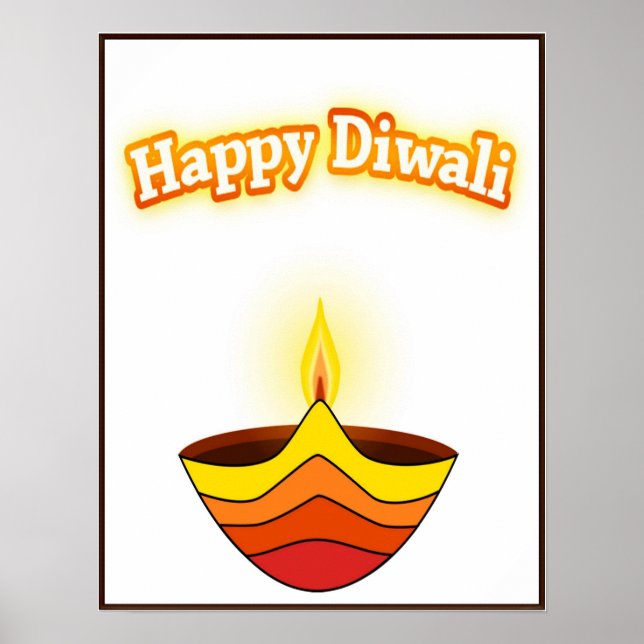 Glad Diwali och Diya-lampa Poster (Framsidan)