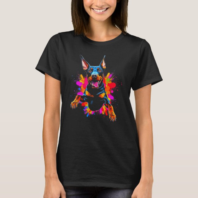 Glad Dobermann Dobermann Pinscher T Shirt (Framsida)
