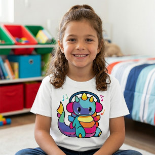 Glad drake med hörlurar som lyssnar på musik. t shirt