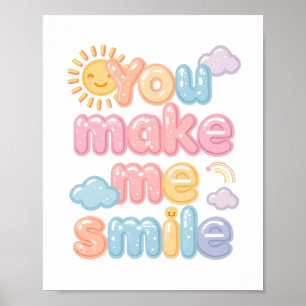 Glad "Du Får Mig Att Le" Bubbelteckensnitt Poster