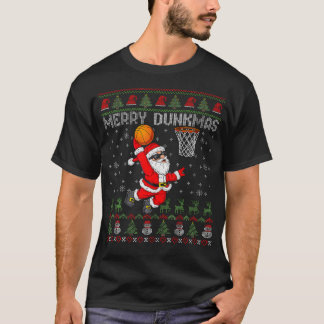 Glad Dunkmas Tomte Basket Fulständig Julsportfulst T Shirt