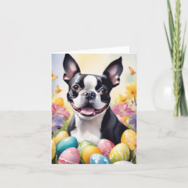 Glad Easter Boston Terrier Helgkort