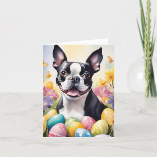 Glad Easter Boston Terrier Helgkort