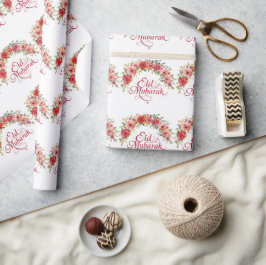 Glad Eid Al-Fitr Mubarak Blommig Inpackningspapper Presentpapper