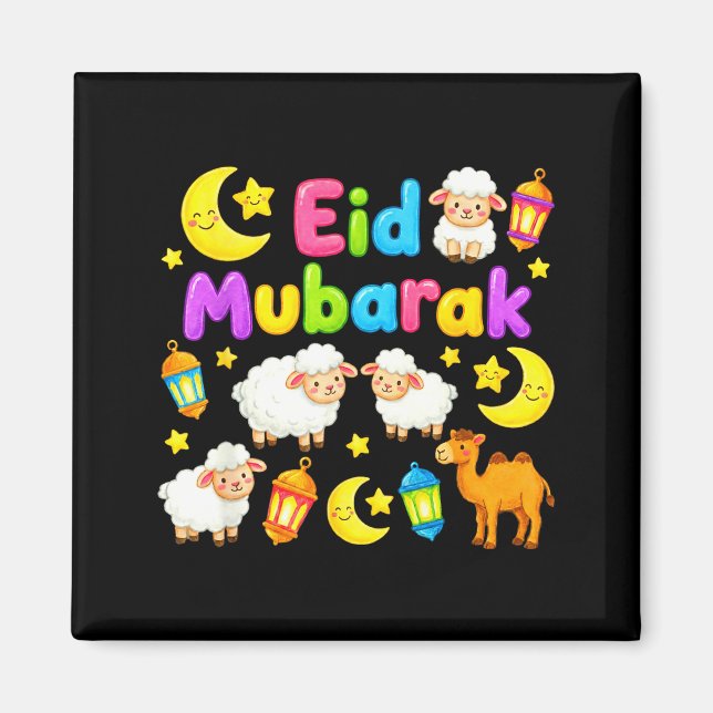 Glad eid mubarak för muslimska barn eid al fitr_al magnet (Framsidan)