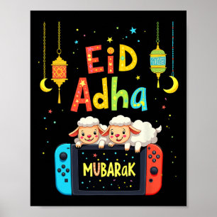 Glad Eid Mubarak Gaming För Muslimska Spelande Bar Poster