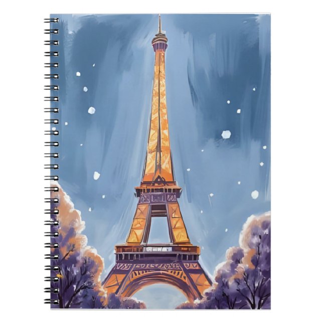 Glad Eiffeltornet | Paris jul akvarell Anteckningsbok (Framsidan)
