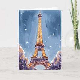 Glad Eiffeltornet | Paris jul akvarell Kort