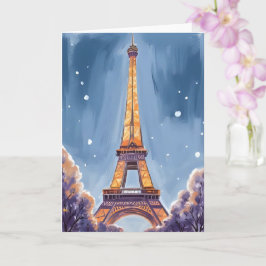 Glad Eiffeltornet | Paris jul akvarell Kort