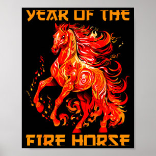 glad eld ja lunar år ny häst kinesisk poster