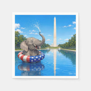 Glad elefant i den reflekterande poolen pappersservett