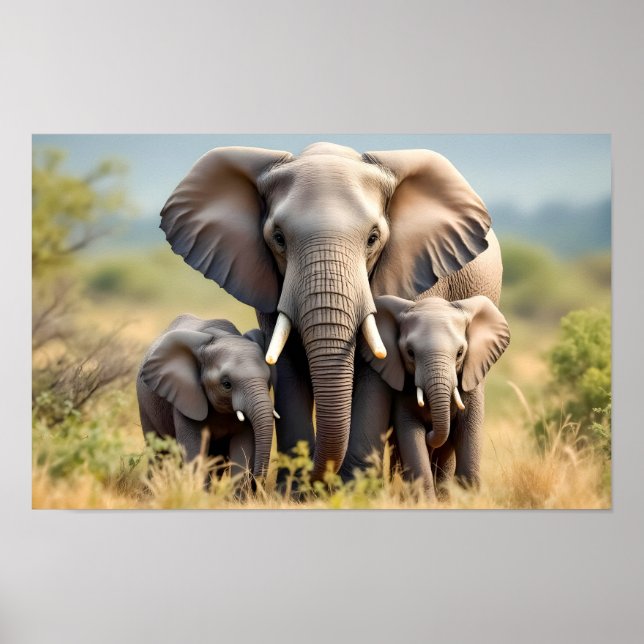 Glad Elefantfamilj Poster (Framsidan)