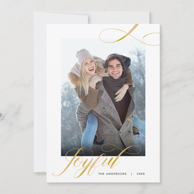 Glad Elegant Script 2 Bilder Jul Julkort (Framsida)