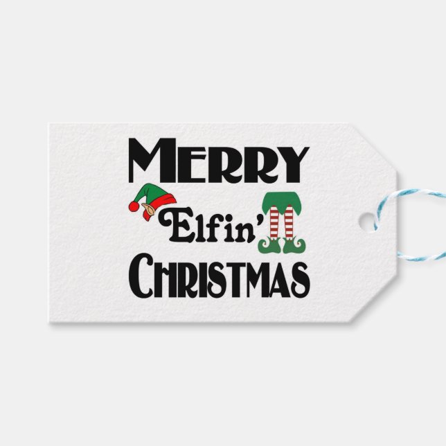 Glad Elfin' Jul Presentetikett (Framsidan (Horisontell))