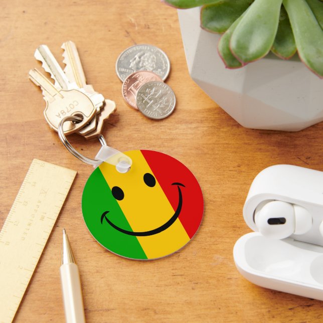 Glad Emoji Rasta Flag Ränder Nyckelring (Skrivbord)