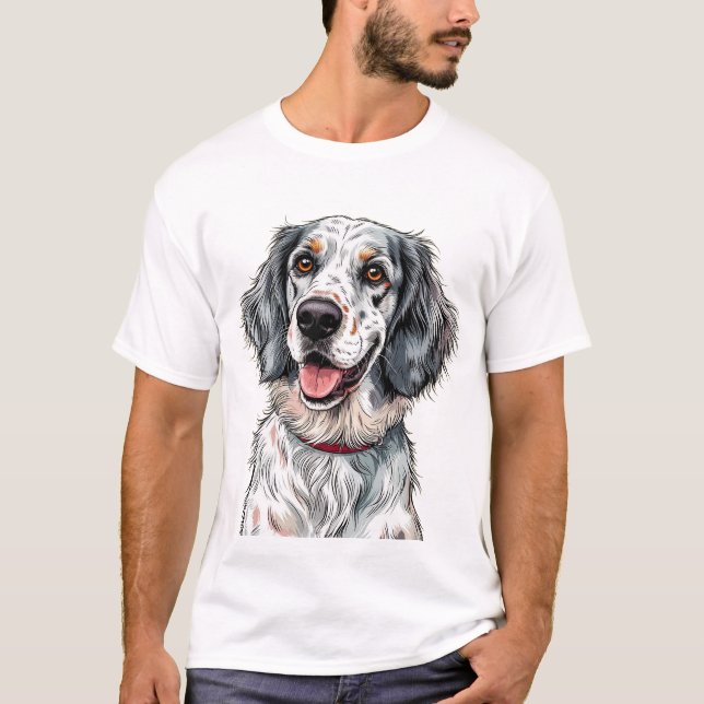 Glad engelsk setter hund t shirt (Framsida)