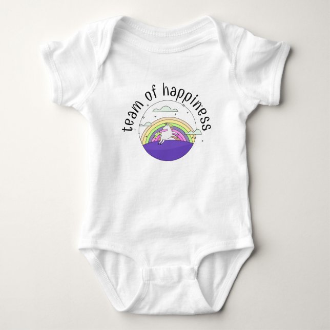 Glad Enhörning med en regnbåge lila T Shirt (Framsida)