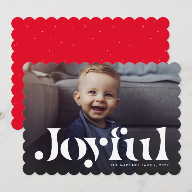 Glad enkel enfoto röd julkort (Fram/baksida)