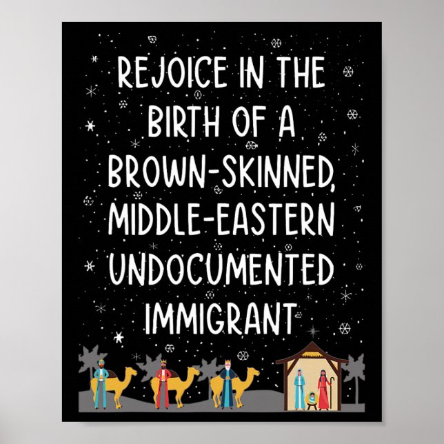 Gläd Er åt Födelsen av en Brunskinnad Mellanöstern Poster (Framsidan)