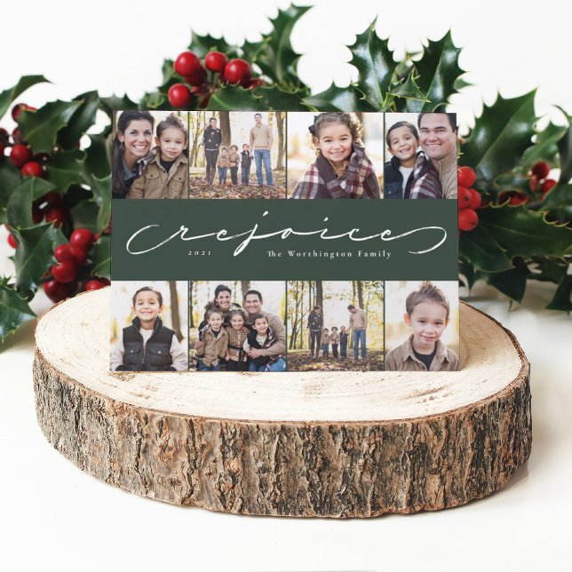 Gläd er religiös jul fotokollage grön julkort (Skapare uppladdad)