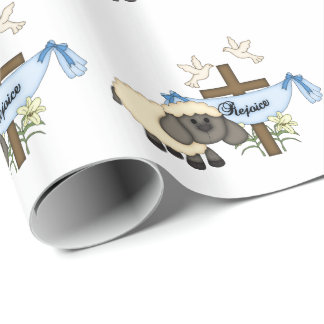 Gläd er!-Religiöst kors-Lamm/Duvor Presentpapper