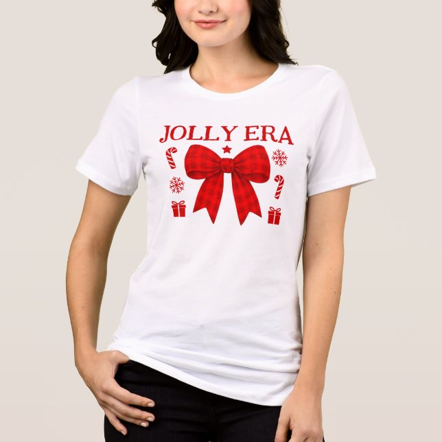 Glad Era Röd Gingham Båge Jul Tröja (Framsida)