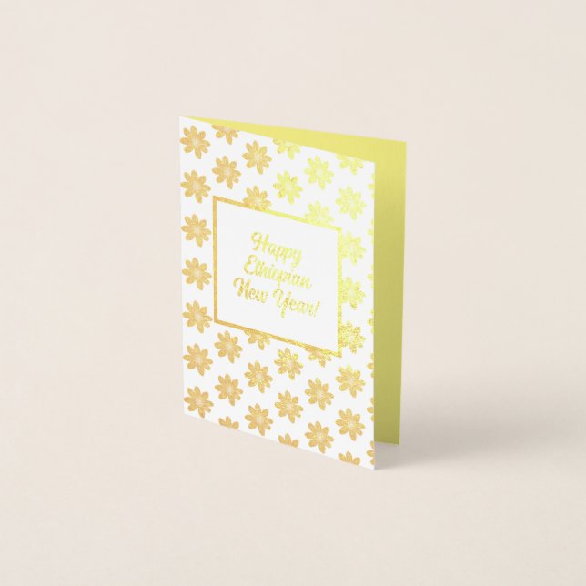 Glad etiopisk nyårs foliekort folierat kort (Framsida)