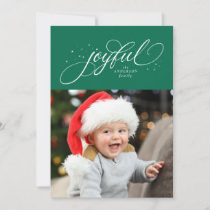 Glad ett foto gröna stjärnor jul julkort