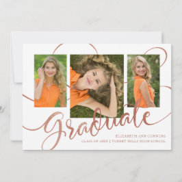 Glad examen Falsk roséguld Multi fotokort Meddelande