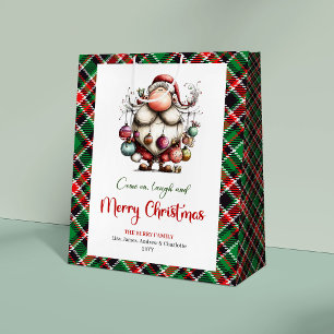 Glad Excentrisk Tomte Vattenfärg Jul Presenningpås