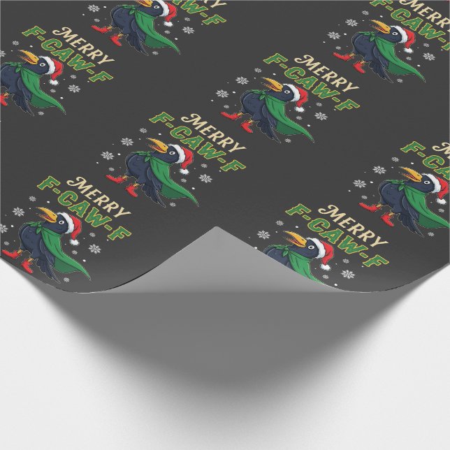 Glad F-Kråk-F Rolig Jul Korp Kråka Tomte  Presentpapper (Hörn)