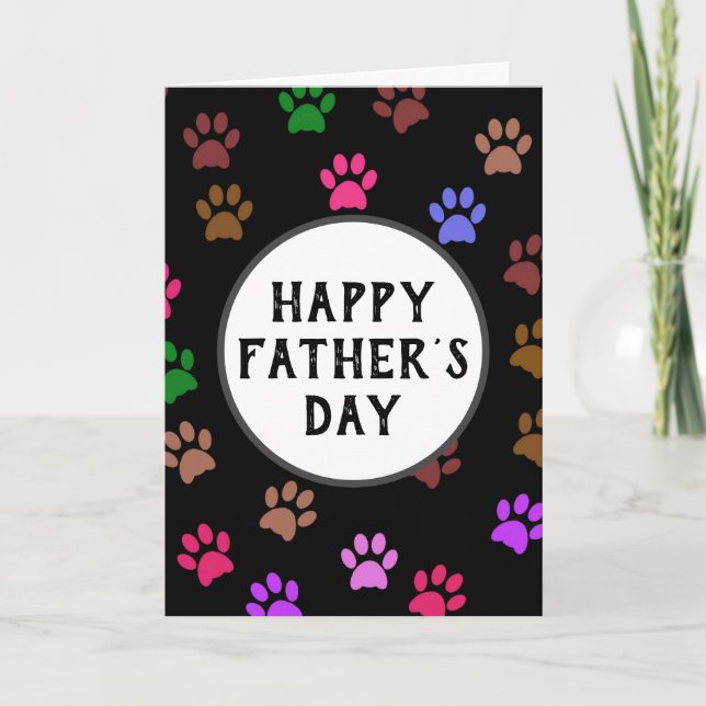Glad fadersdag Bästa hundpappa någonsin tassavtryc Kort (Framsida)