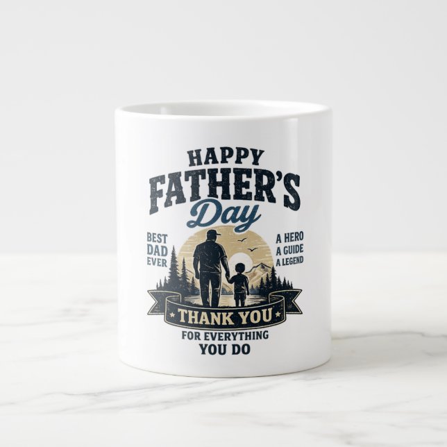 Glad fadersdag - Bästa pappa någonsin Jumbo Mugg (Framsidan)