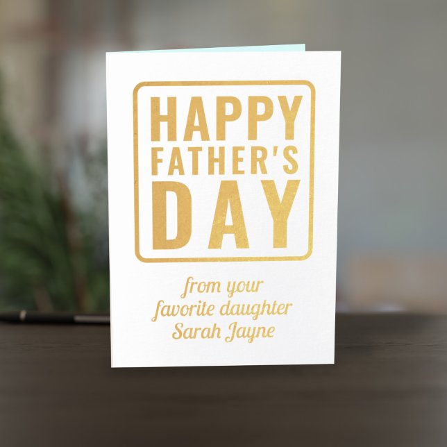 Glad fadersdag Foto från favoritdotter Folierat Kort (A Father's Day card with space for your photo inside)